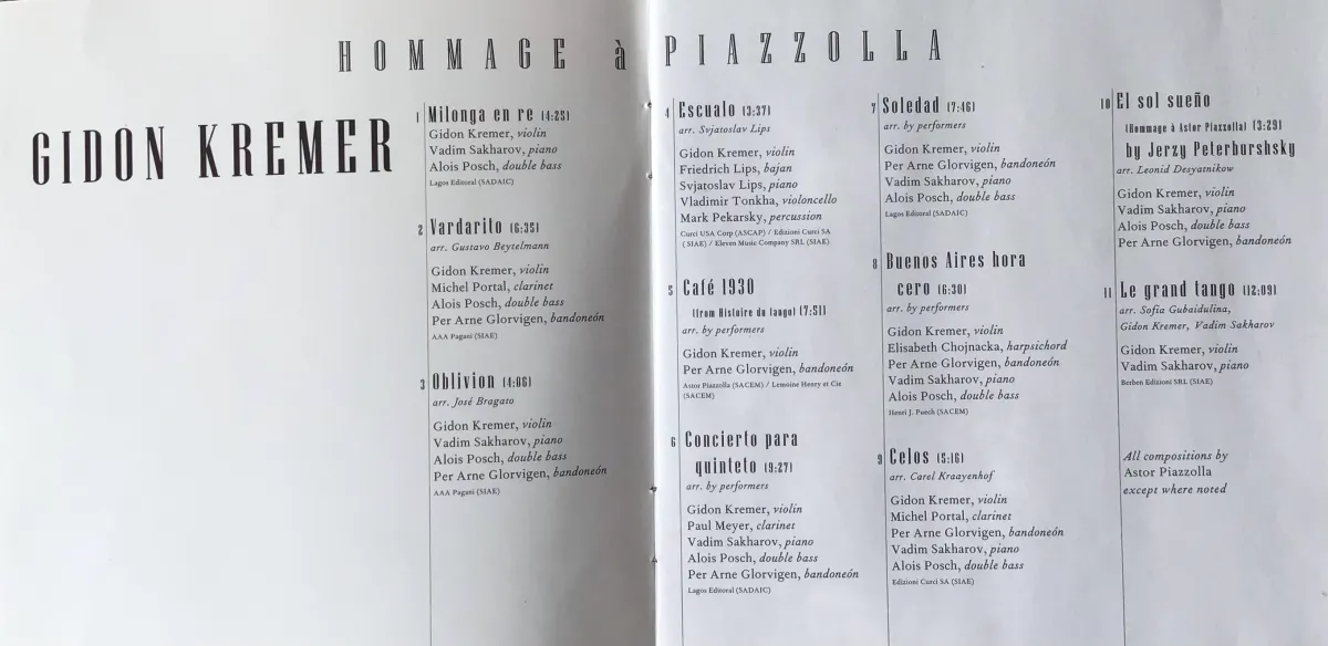 Gidon Kremer / Piazzolla