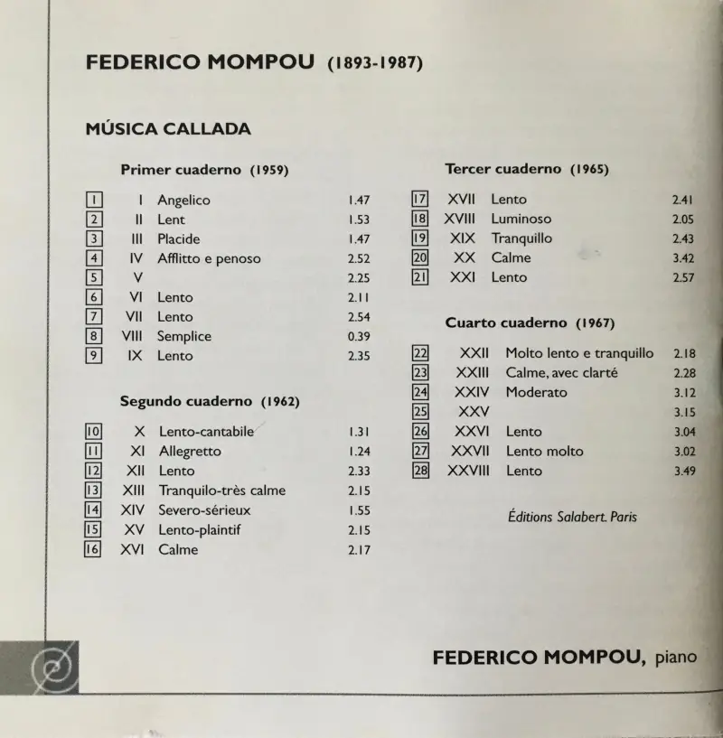 Mompou y su Música Callada